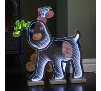 Samuel Alexander 40Cm Infinity Light Up Snowdog Christmas Decoration With White Leds On Wooden Base