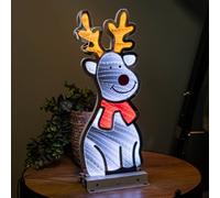 Samuel Alexander 40Cm Infinity Standing Christmas Reindeer With Metal Base, White And Red Leds