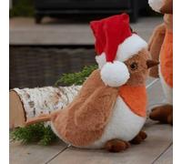 Samuel ALEXANDER 40cm Large Plush Christmas Robin Decoration with Santa Hat