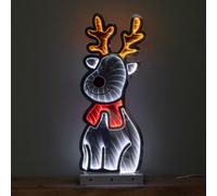 Samuel Alexander 40Cm Light Up Christmas Reindeer Infinity Mirror Decoration On Metal Base With Leds