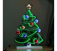 Samuel Alexander 40cm Light up Christmas Tree with Baubles Infinity Light Decoration with Multi-Coloured LEDs
