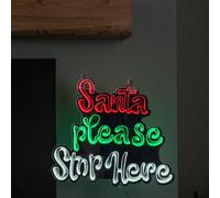 40cm Light up Hanging Santa Stop Here Christmas Infinity Mirror Light with Multi-Coloured LEDs