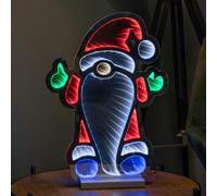 Samuel Alexander 40cm Light up Standing Gnome Christmas Infinity Decoration on Wooden Base with LEDs