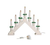 Samuel ALEXANDER 40cm Light up White Wooden Christmas Candle Bridge with 7 Warm White LEDs