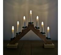 Samuel Alexander 40cm Premier Christmas Candlebridge with 7 Bulbs in Light Wood Battery Operated