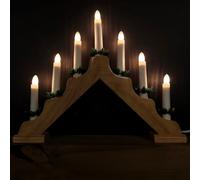 Samuel Alexander 40Cm Premier Christmas Candlebridge With 7 Clear Bulb V Shaped In Light Wood Mains Powered