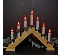 Samuel Alexander 40Cm Premier Christmas Candlebridge With 7 Flickering Bulb In Light Wood Finish Mains Operated