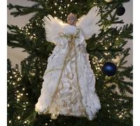 Samuel Alexander 40cm Premier Deluxe Christmas Angel Tree Topper Decoration in Gold & White
