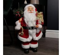 Samuel ALEXANDER 40cm Red Standing Santa Claus Indoor Decoration with Present and Green Sack