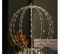 Samuel Alexander 40Cm White Metal Folding Christmas Ball With 156 Warm White Leds