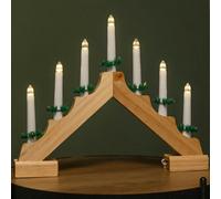 Samuel Alexander 41cm Battery Operated Light up Wooden Christmas Candle Bridge with 7 Warm White LEDs