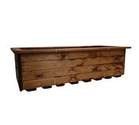 Samuel Alexander 41cm x 108cm Large Rustic Chunky Wooden Garden Trough Planter in Brown | Size: 41 cm x 108 cm Samuel Alexander Brown 41 cm x 108 cm