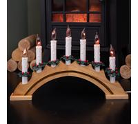 Samuel Alexander 42cm Light up Wooden Arch Christmas Candle Bridge with 7 Flickering LED Candles in Brown Samuel Alexander Brown