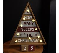 Samuel Alexander 42cm Wooden Christmas Countdown Decoration with 10 Warm White LEDs Samuel Alexander White