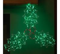 Samuel Alexander 42Cm X 44Cm Light Up Christmas Holly And Berries Dewdrop Silhouette With Twinkling Leds