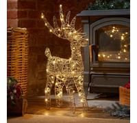 Samuel Alexander 43Cm Battery Operated Light Up Gold Weave Christmas Reindeer With Warm White Leds