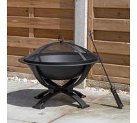 Samuel Alexander 43cm Black Steel Outdoor Garden El Clasico Firepit with Fire Poker Samuel Alexander Black