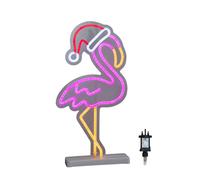 Samuel Alexander 43cm Neon Effect Flamingo with Santa Hat with Multi-Coloured LEDs Samuel Alexander Multicolor