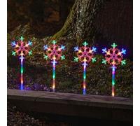 Samuel Alexander 43cm Set of 4 Battery Powered Light up Christmas Snowflake Path Lights with Multi-Coloured LEDs