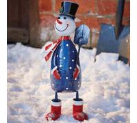 Samuel Alexander 44Cm Hand Painted Metal Christmas Polka Dot Frosty Snowman Decoration