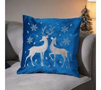 Samuel Alexander 45 x 45cm Soft Fabric Christmas Reindeer Chair Cushion in Sapphire Blue