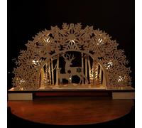 Samuel ALEXANDER 45cm Battery Operated Light up Wooden Christmas Deer with Snowflake Bridge & LEDs
