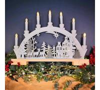 Samuel Alexander 45Cm Battery Operated Warm White Led Wooden Arch Reindeer Scene Candle Bridge Christmas Decoration