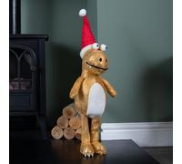 Samuel Alexander 45Cm Gold Plush Tyrone-Rex Dino Standing Christmas Decoration With Santa Hat