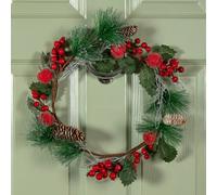 Samuel Alexander 45cm Hanging Christmas Wreath with Apples and Red Berries
