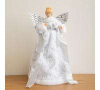 Samuel Alexander 45Cm Large White Christmas Angel With Silver Wings Tree Topper