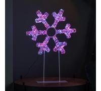 Samuel Alexander 45cm Light up White Christmas Snowflake on Metal Stand with Twinkling Rainbow LEDs