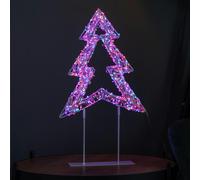Samuel Alexander 45cm Light up White Christmas Tree on Metal Stand with Twinkling Rainbow LEDs