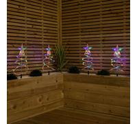 Samuel Alexander 45Cm Set Of 4 Light Up White Spiral Christmas Tree Garden Path Lights With 100 Multi Coloured Leds