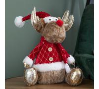 Samuel Alexander 45Cm Sitting Plush Golden Dancer Christmas Reindeer Decoration