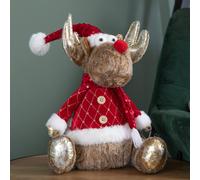 Samuel Alexander 45cm Sitting Plush Golden Dancer Christmas Reindeer Decoration in Beige Samuel Alexander Beige