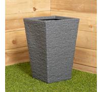 Samuel Alexander 45Cm Tall Plastic Ash Grey Slate Effect Garden Patio Trough