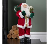 Samuel Alexander 45cm Tall Standing Santa Claus Christmas Decoration with Green Sack