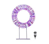 45cm Light up White Christmas Wreath on Metal Stand with Twinkling Rainbow LEDs