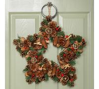 Samuel Alexander 45cm Winter Spice Star Hanging Christmas Wreath with Pine Cones Red Berries & Dried Fruit