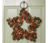 Samuel Alexander 45Cm Winter Spice Star Hanging Christmas Wreath With Pine Cones Red Berries & Dried Fruit