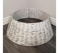48/70cm Samuel Alexander KD Willow Christmas Tree Skirt Wicker Rattan- Large White Wash
