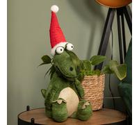 Samuel ALEXANDER 48cm Green Sitting Christmas Dinosaur with Santa Hat