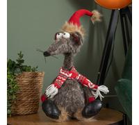 Samuel Alexander 48Cm Grey Plush Sitting Renton Rat Christmas Decoration