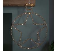Samuel Alexander 49cm Battery Powered Light up Christmas Gold Star Ball with Twinkling Warm White LEDs