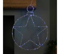 Samuel Alexander 49cm Battery Powered Light up Christmas Silver Star Ball with Twinkling Blue LEDs