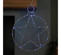 Samuel Alexander 49Cm Battery Powered Light Up Christmas Silver Star Ball With Twinkling Blue Leds