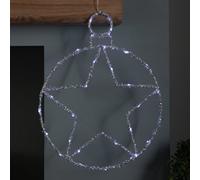 Samuel Alexander 49Cm Battery Powered Light Up Christmas Silver Star Ball With Twinkling White Leds