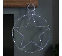 Samuel Alexander 49cm Battery Powered Light up Christmas Silver Star Ball with Twinkling White LEDs