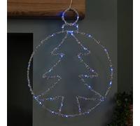 Samuel Alexander 49Cm Battery Powered Light Up Christmas Silver Tree Ball With Twinkling Blue Leds