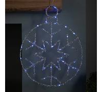 Samuel Alexander 49cm Battery Powered Light up Silver Christmas Snowflake Ball with Blue Twinkling LEDs